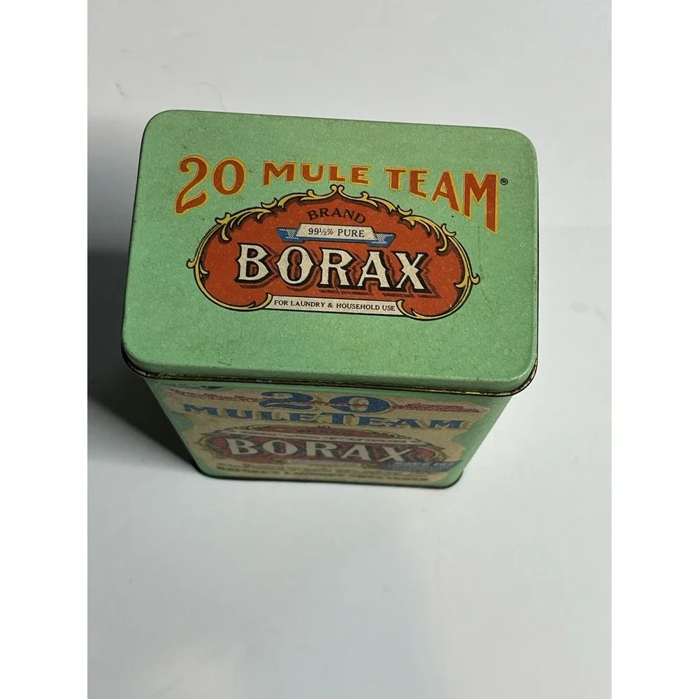 Retro Borax 20 Mule Team Repro Collectible Metal Storage Decorative Tin Can